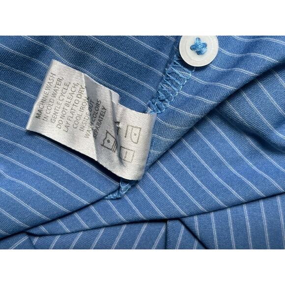 Fennec Highly Evolved Golf Polo Shirt Mens Size L Blue White Striped Performance - Picture 4 of 7